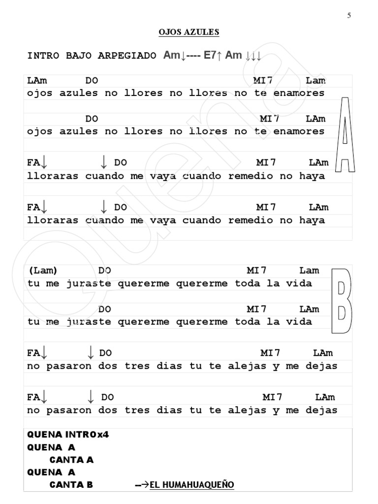 Acordes Guitarra Ojos Azules cancion popular latinoamericana