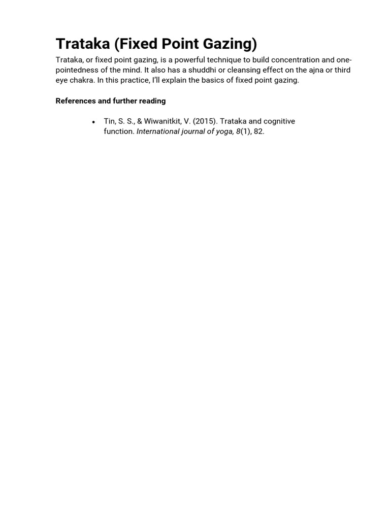 P10_Trataka (Fixed Point Gazing) - Description | PDF