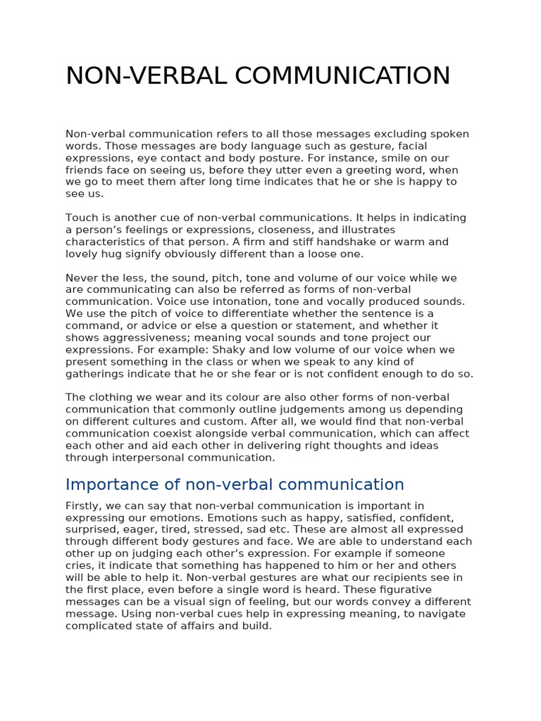 Non Verbal Communication | PDF