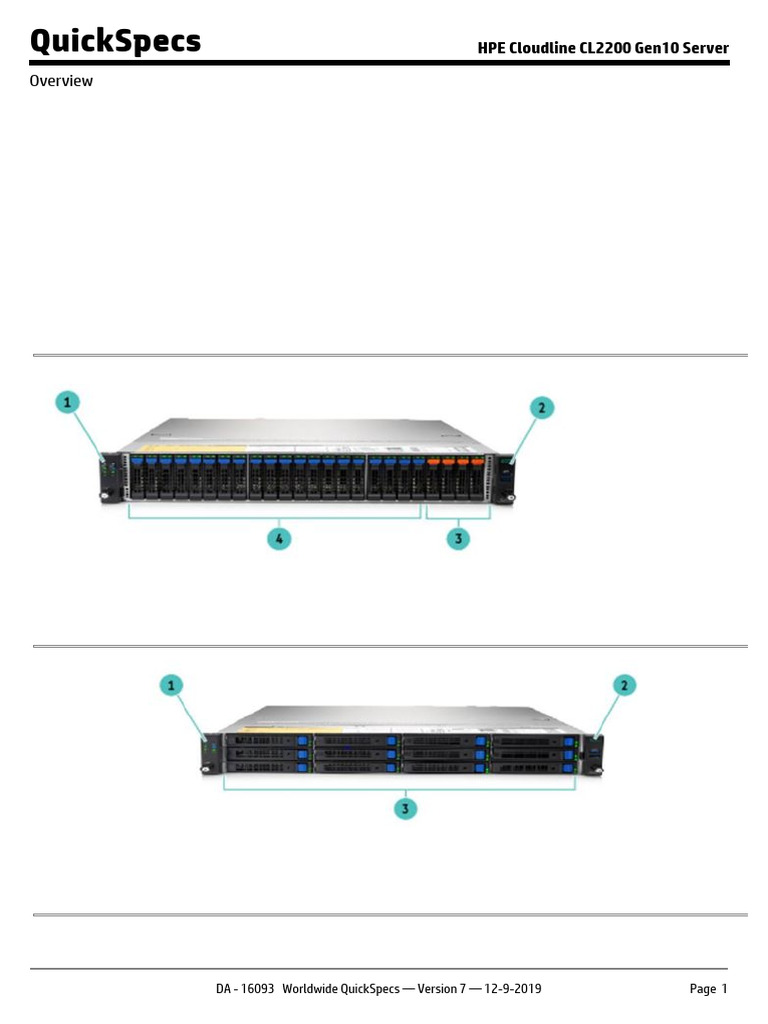 HPE Cloudline CL2200 Gen10 Server | PDF | Solid State Drive | Computer ...