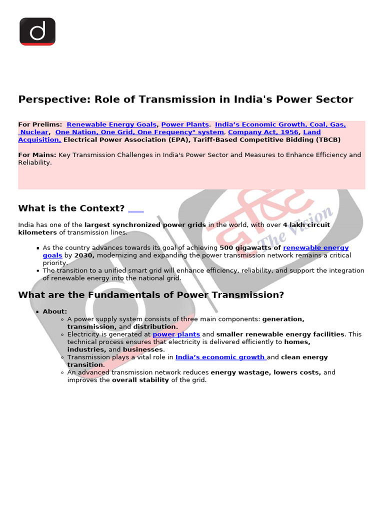 Transmission in Indian Power Sector | PDF | Electrical Grid | Electric ...