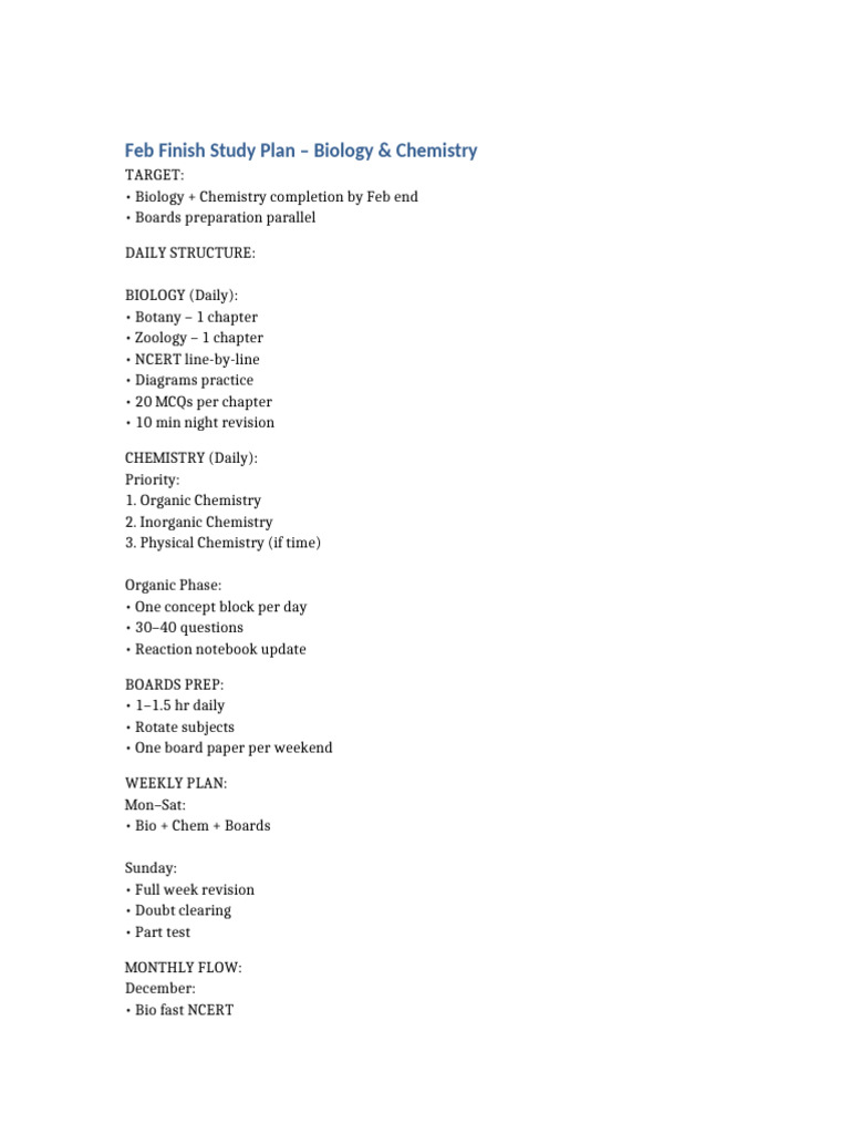 Feb Finish Study Plan | PDF