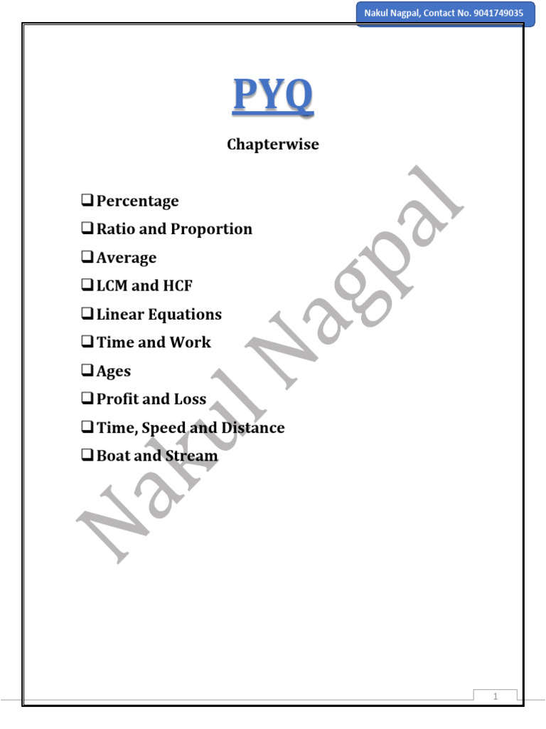 PYQ (Chapterwise) PDF With Answer Key | PDF