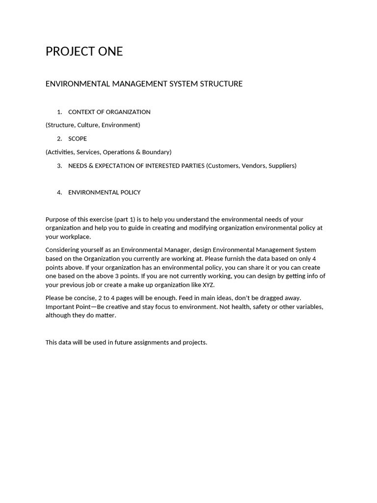 Project One Management System Design | PDF | Waste | Sustainability