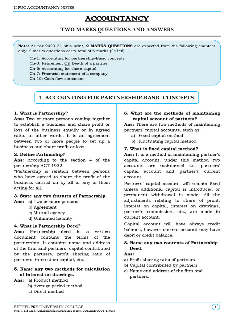 Acc2 Marks | PDF | Partnership | Equity (Finance)