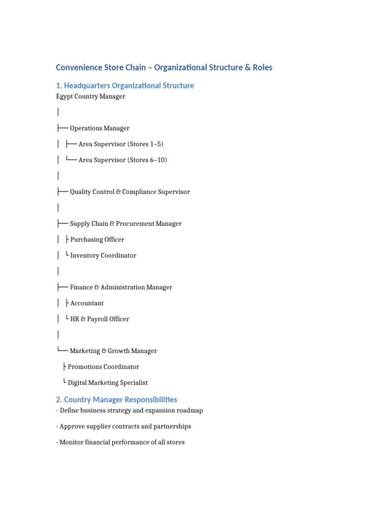 Convenience Store Company Structure | PDF | Procurement | Regulatory ...