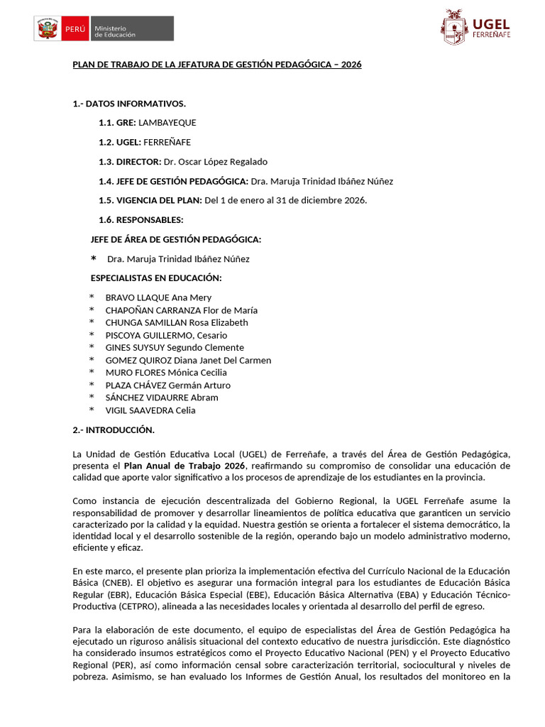 Plan Anual de Trabajo 2026 Equipo Final | PDF