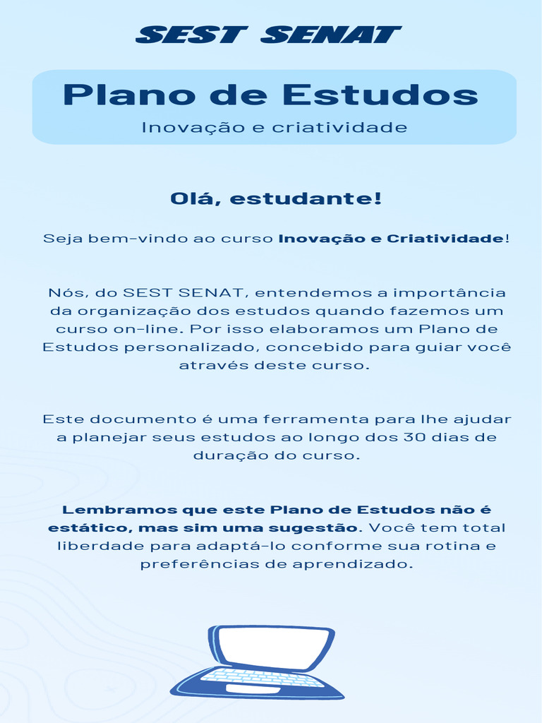 Plano de Estudos - Inovação e Criatividade | PDF | Inovação | Aprendizado