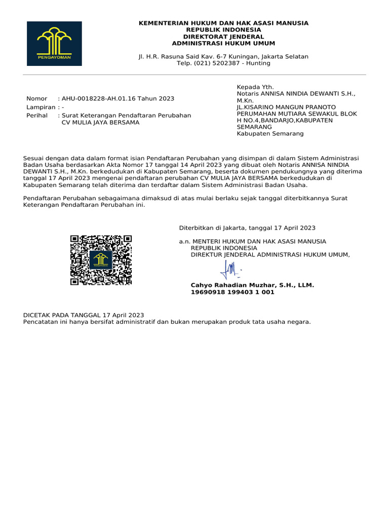 CV Mulia Jaya Bersama | PDF
