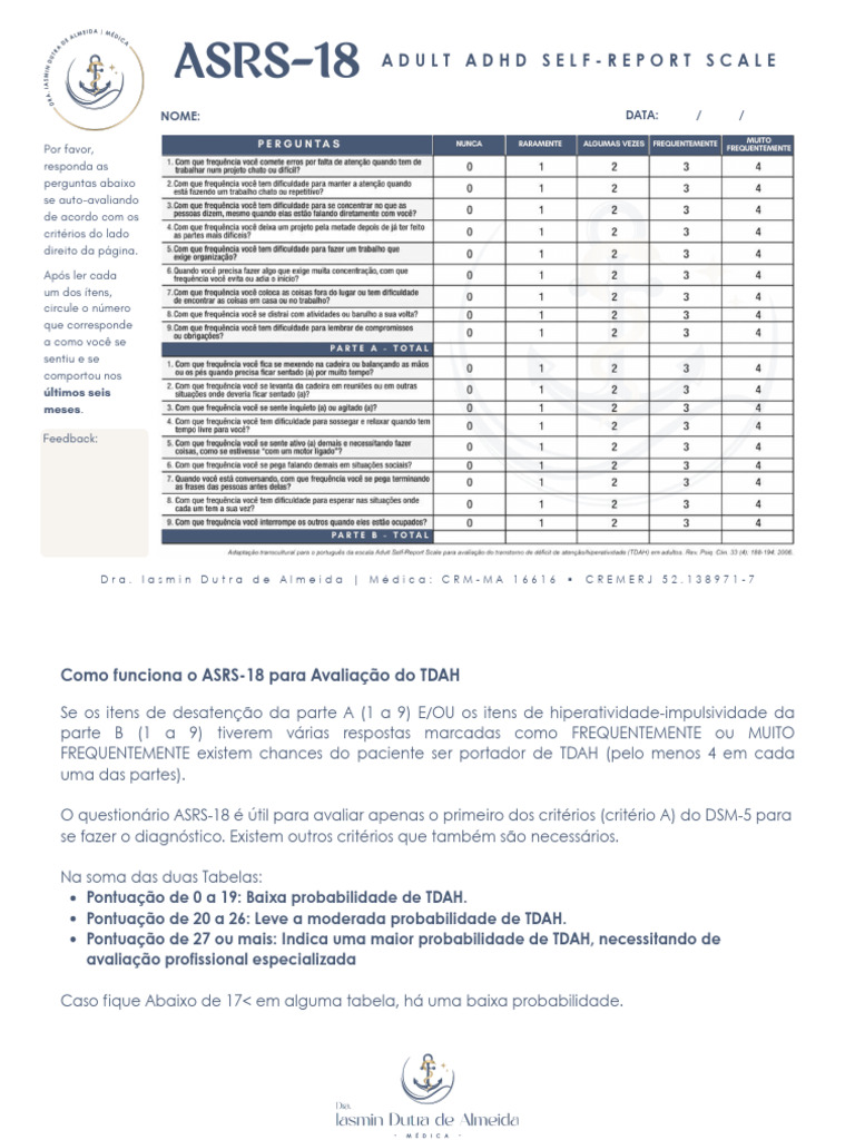 (Tdah) (Pessoal) Asrs-18 | PDF