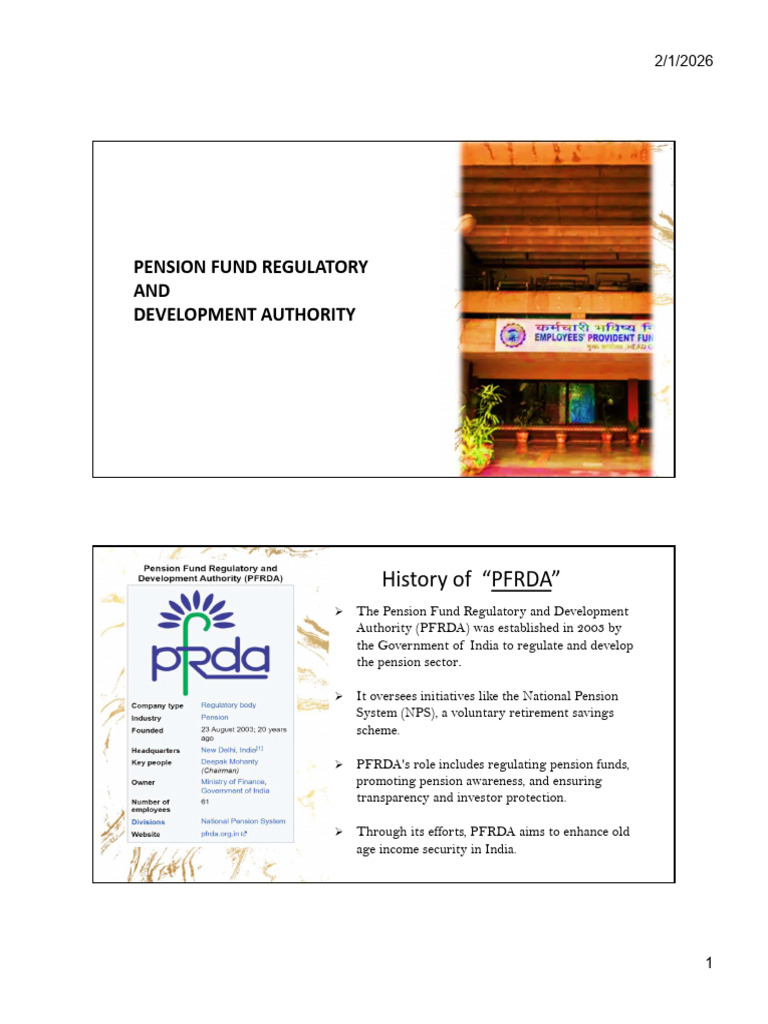 Pfrda Ppt Notes | PDF | Pension | Pension Fund