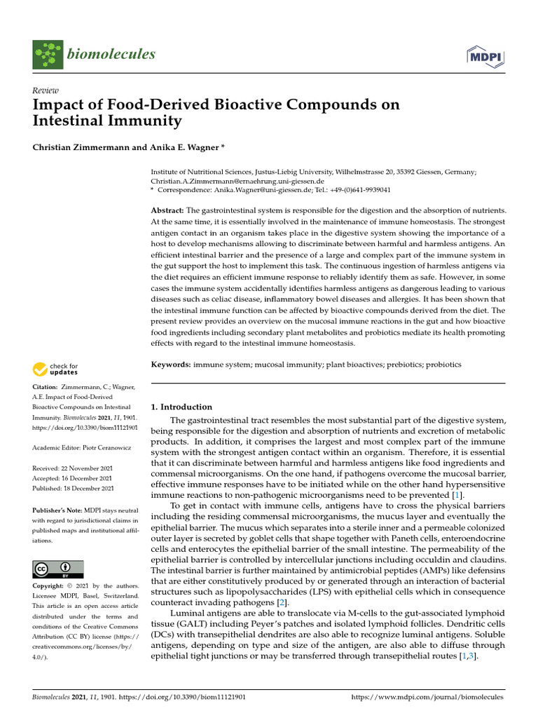 (2021) Impact of Food-Derived Bioactive Compounds On Intestinal ...
