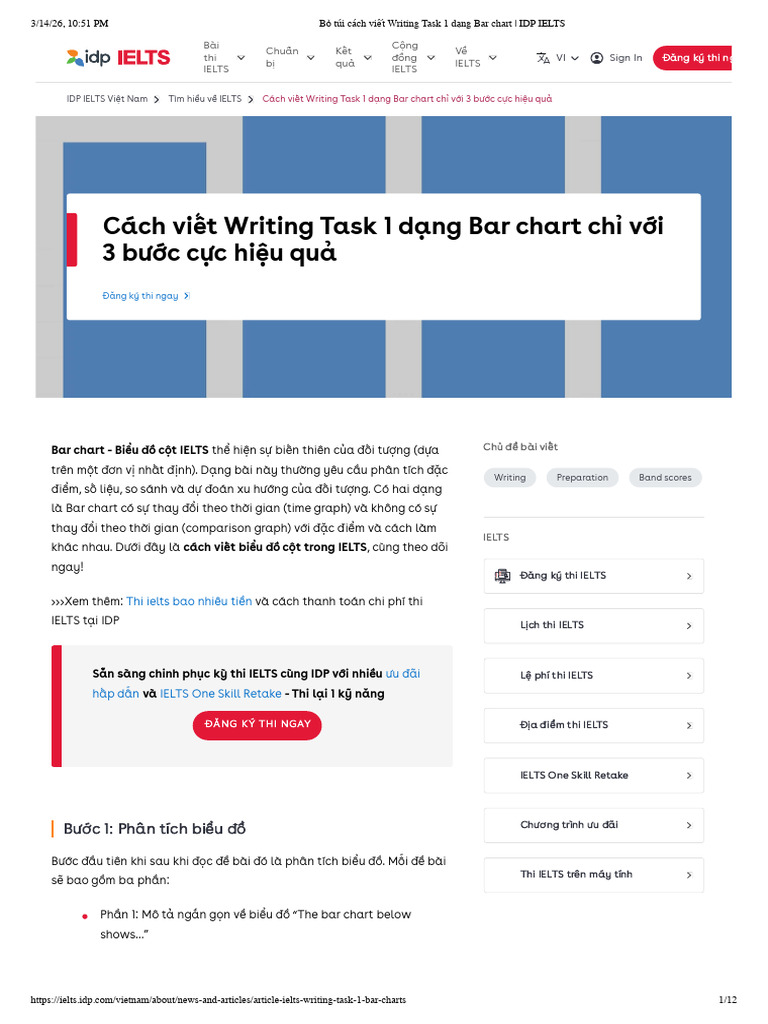 Bỏ túi cách viết Writing Task 1 dạng Bar chart _ IDP IELTS | PDF