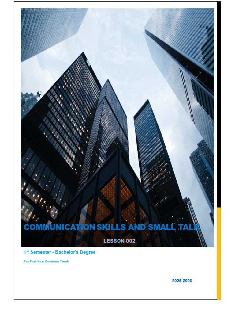 Lesson 002 - Communication Skills and Small Talk | PDF | Communication ...