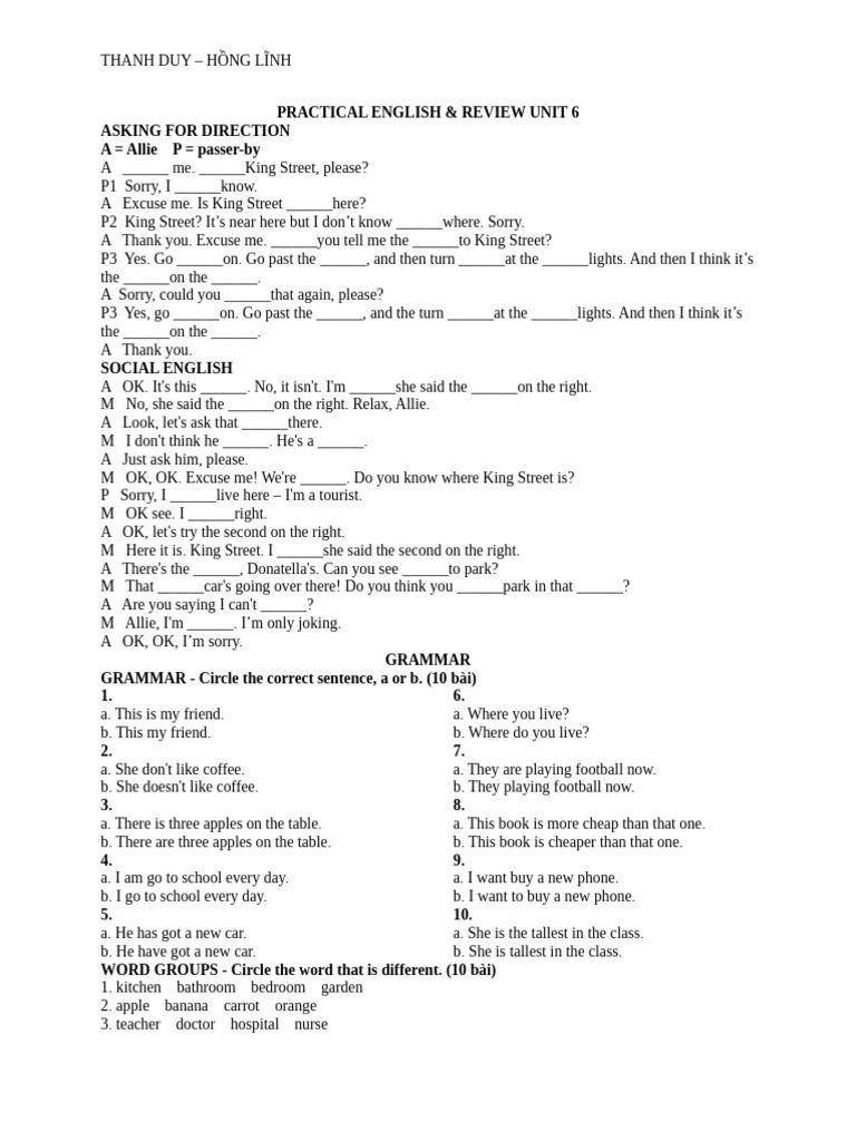 Practical English & Review Unit 6 | PDF | Linguistics