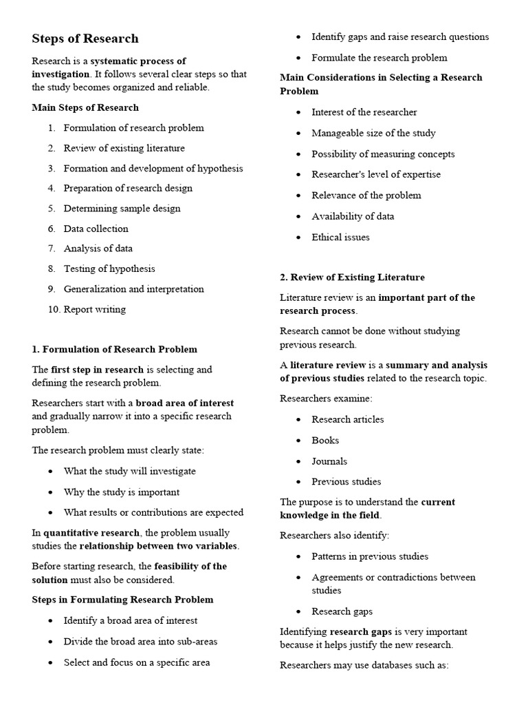 Steps of Research | PDF | Sampling (Statistics) | Level Of Measurement