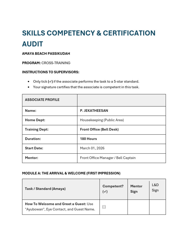 CT Skills Competency Audit | PDF