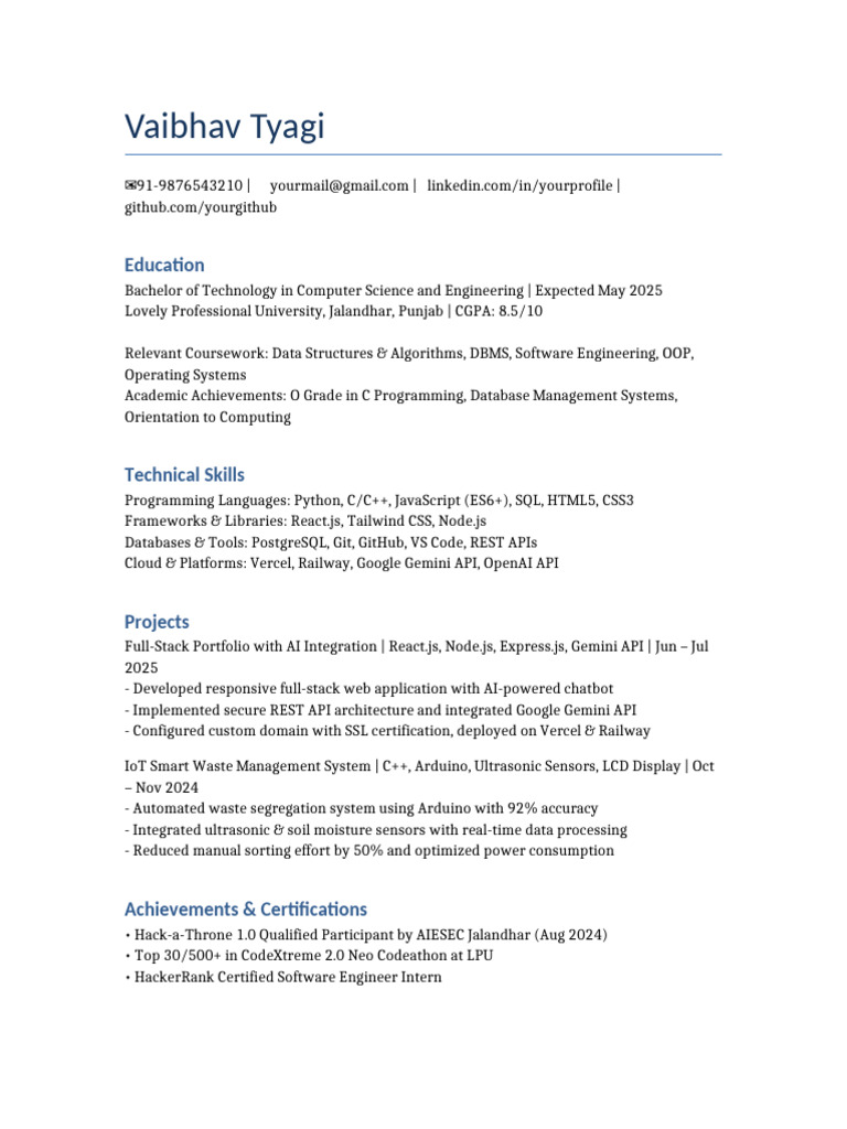 Student CV Template | PDF
