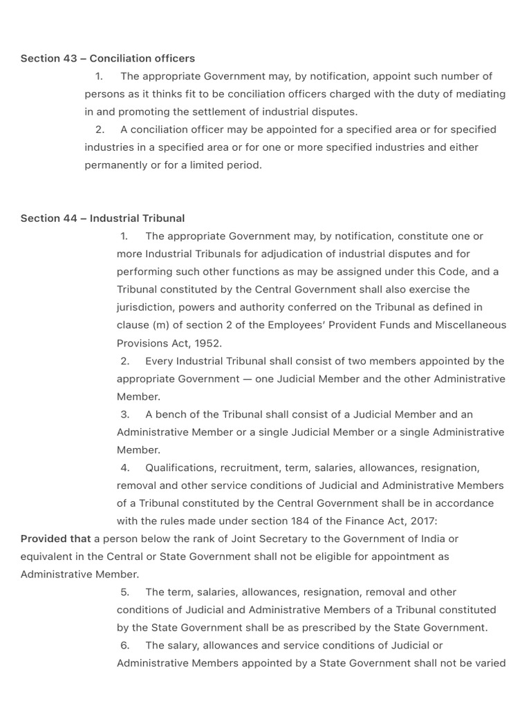 Section 43 - Conciliation Officers | PDF | Tribunal | Government Of India
