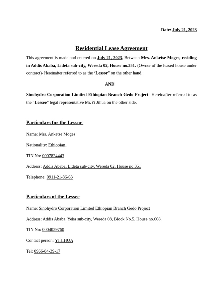Residential Lease Agreement-Amended | PDF | Lease | Civil Law (Legal ...