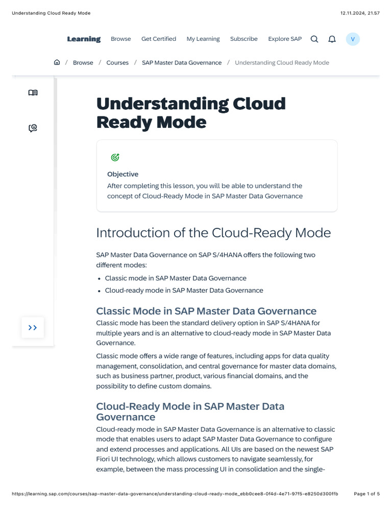 Understanding Cloud Ready Mode - SAP MDG | PDF | Software | Information ...