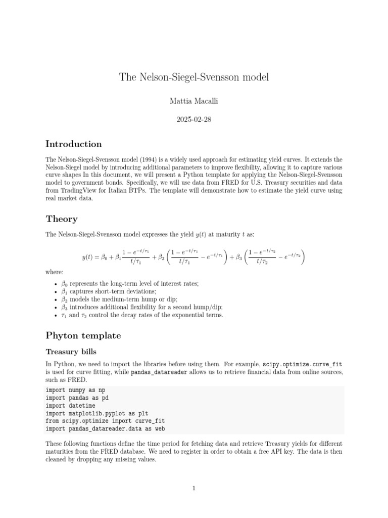 Nelson-Siegel-Svensson Model in Python, M. Macalli | PDF | Selenium ...
