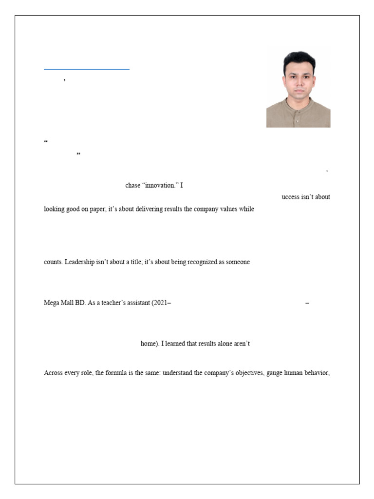 H M Babur Raiyan Curricular Vitae | PDF | Leadership | Business