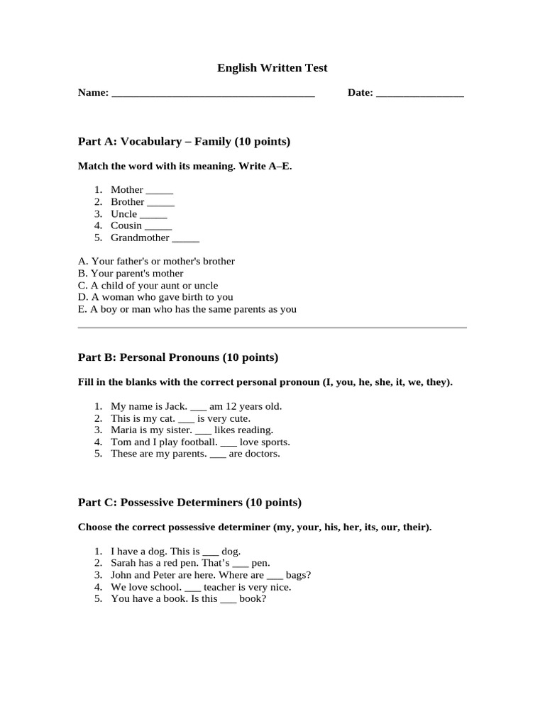 English Written Test | PDF