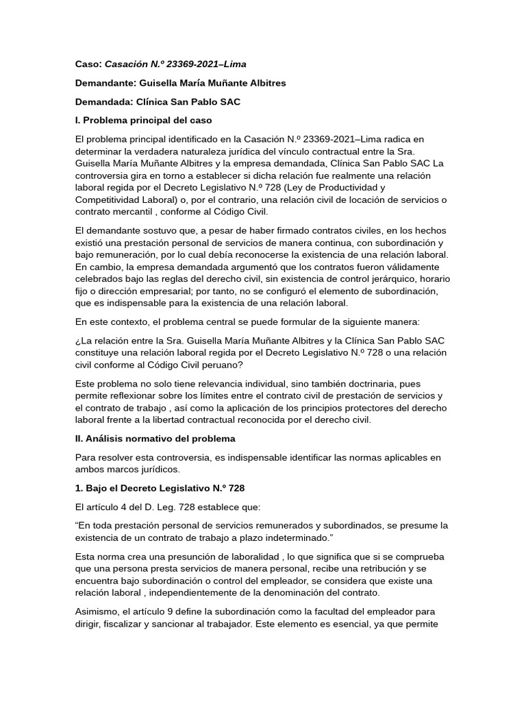 Problema Principal y Problema Accesorio 12 | PDF | Derecho laboral ...