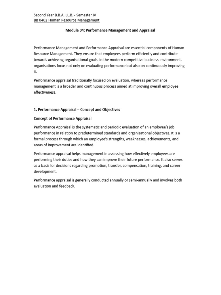 Module - 4 Performance Management and Appraisal | PDF | Performance ...