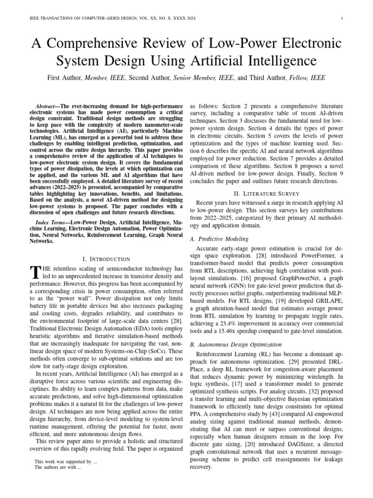 AI in Low Power Electronic System Design Review | PDF | Artificial ...