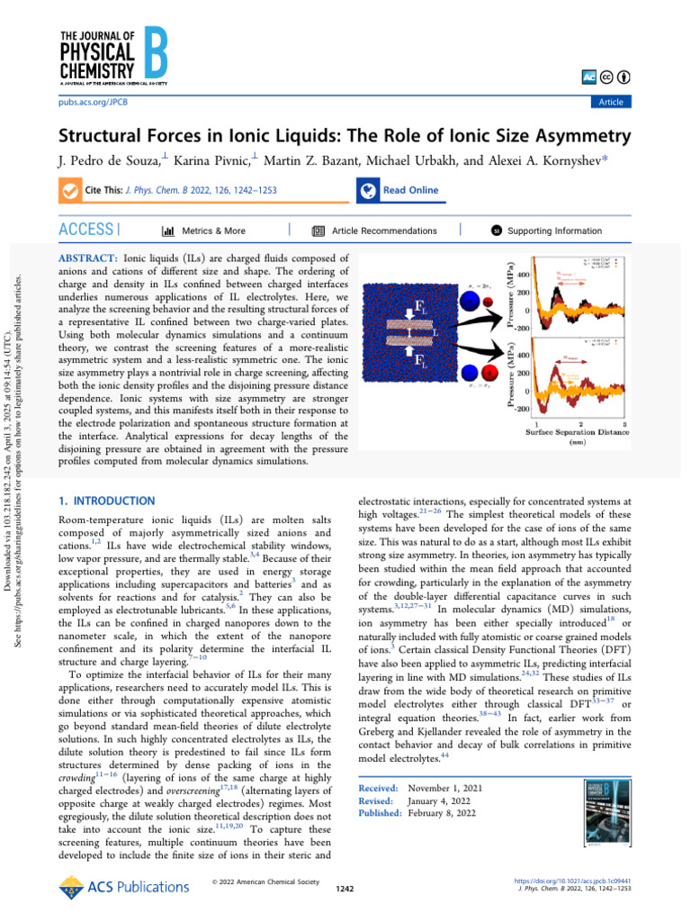 Structural Forces in Ionic Liquids_ the Role of Ionic Size Asymmetry de ...