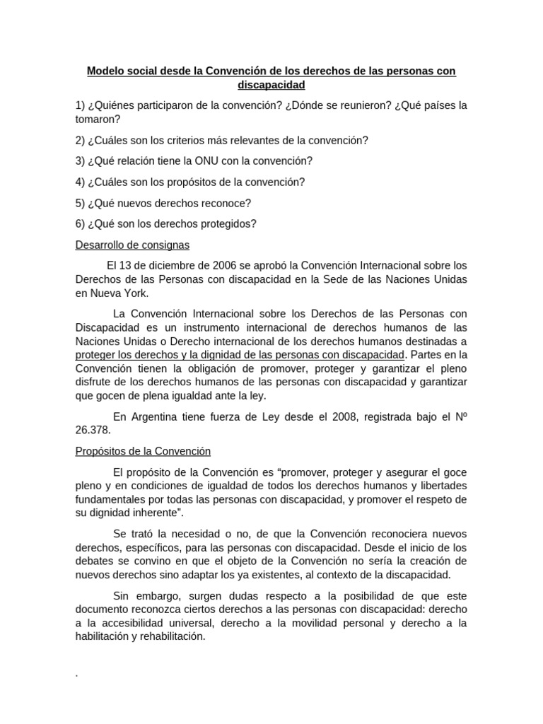 Conv. de Los Derechos de Las Personas Con Discapacidad | PDF ...