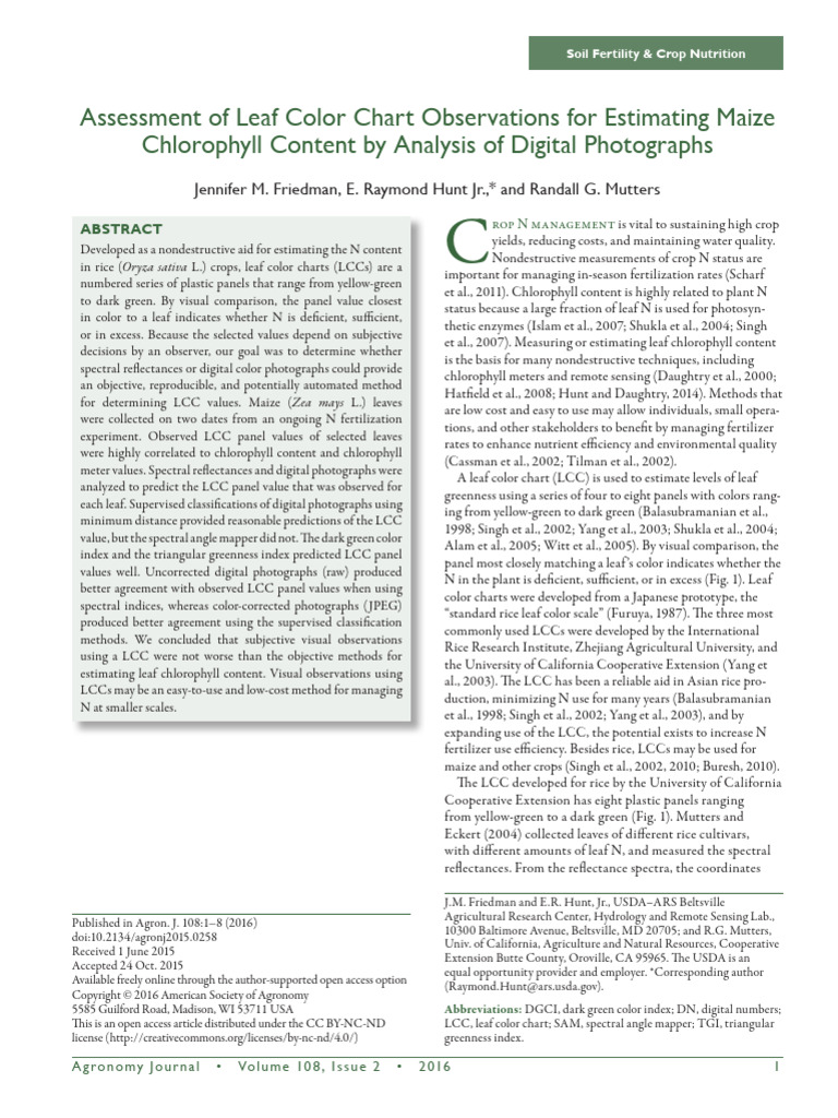 Assessment of Leaf Color Chart Observations For Es | PDF