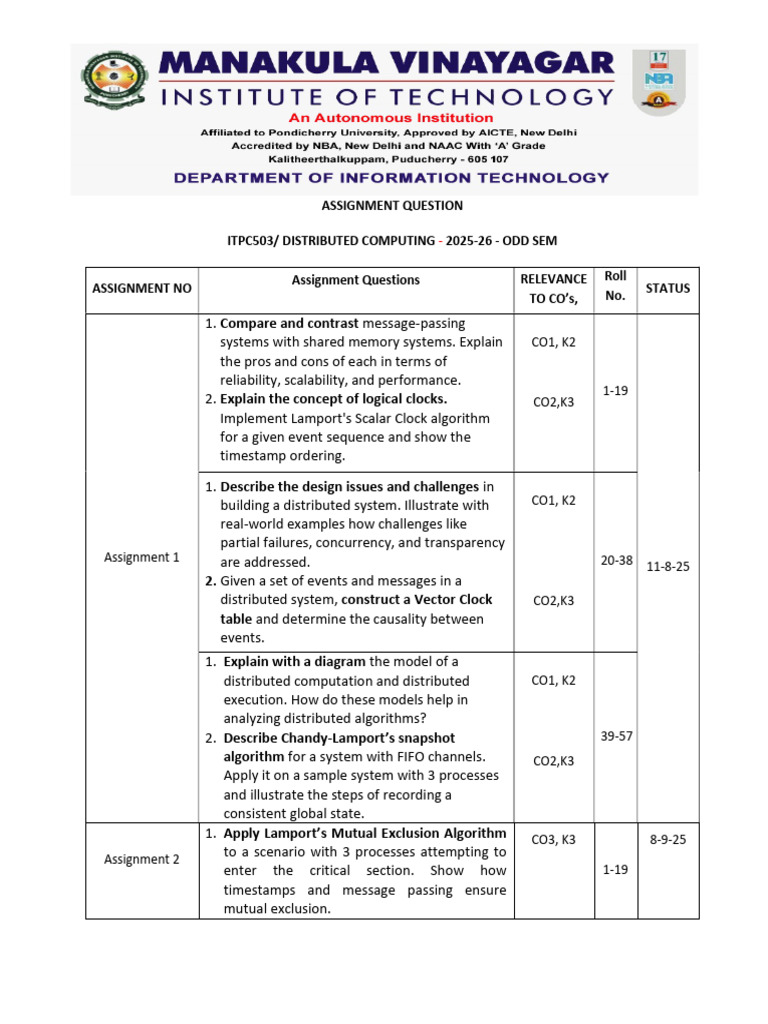 DC Assignment Question Student | PDF | Distributed Computing | Cloud ...