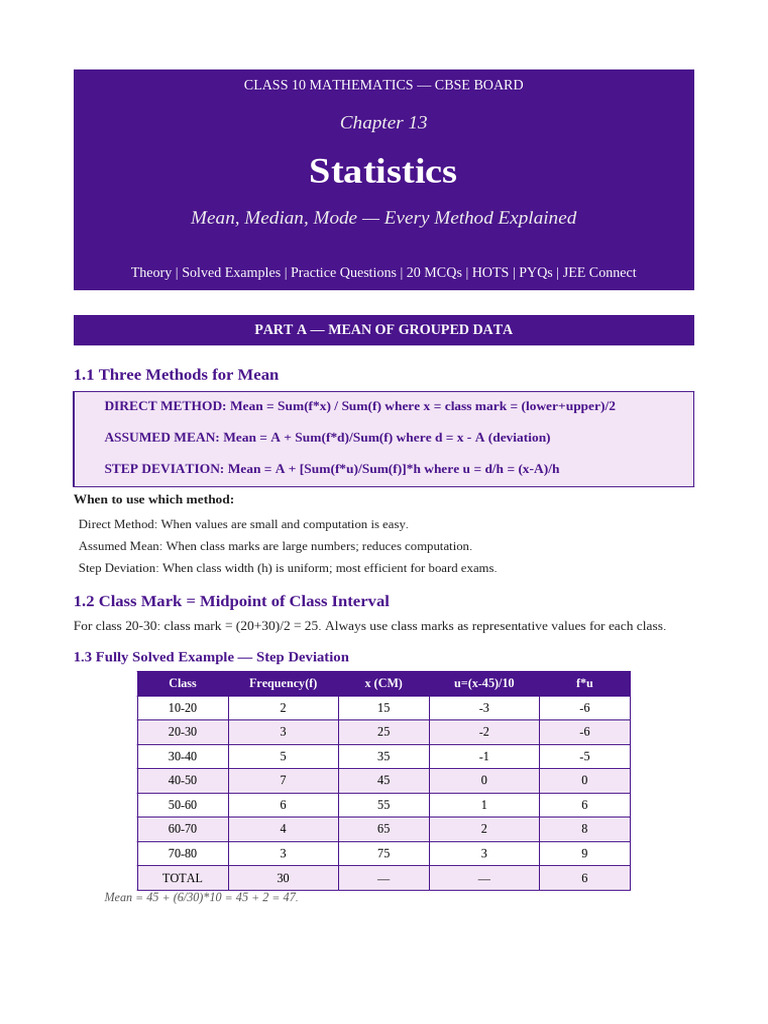 Ch13 Statistics MASTER | PDF | Mode (Statistics) | Mean