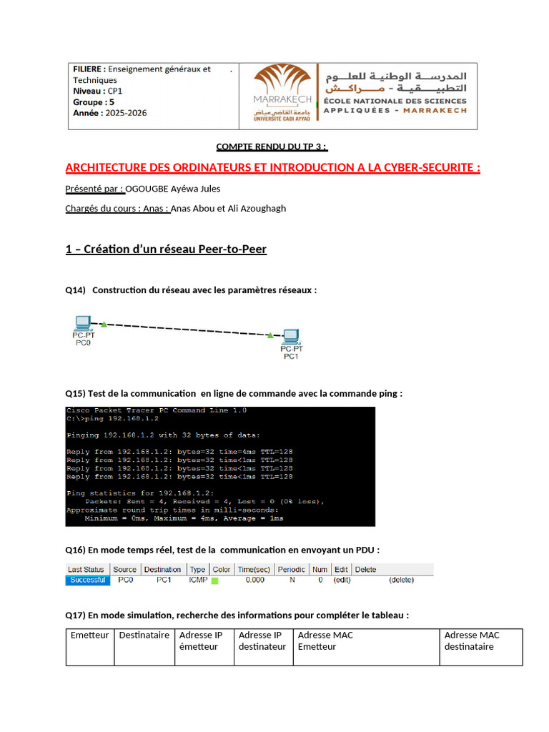 Compte Rendu TP 3 | PDF | Protocoles Internet | Réseau informatique