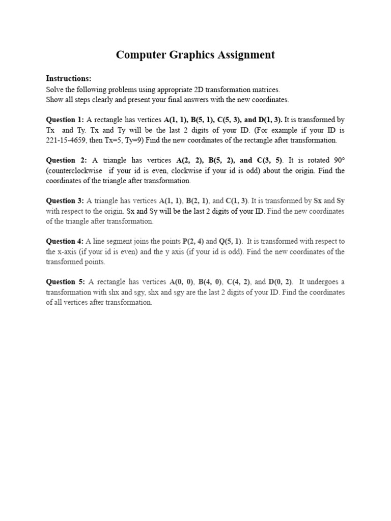 Computer Graphics Assignment | PDF