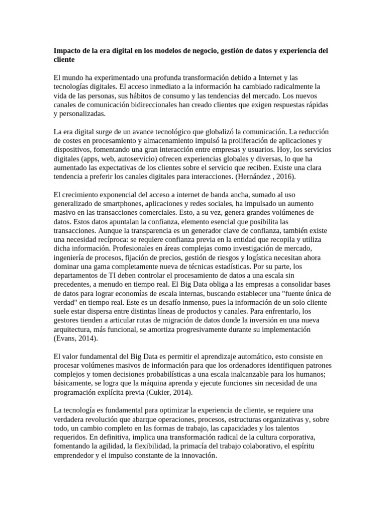 Impacto de La Era Digital en Los Modelos de Negocios | PDF ...
