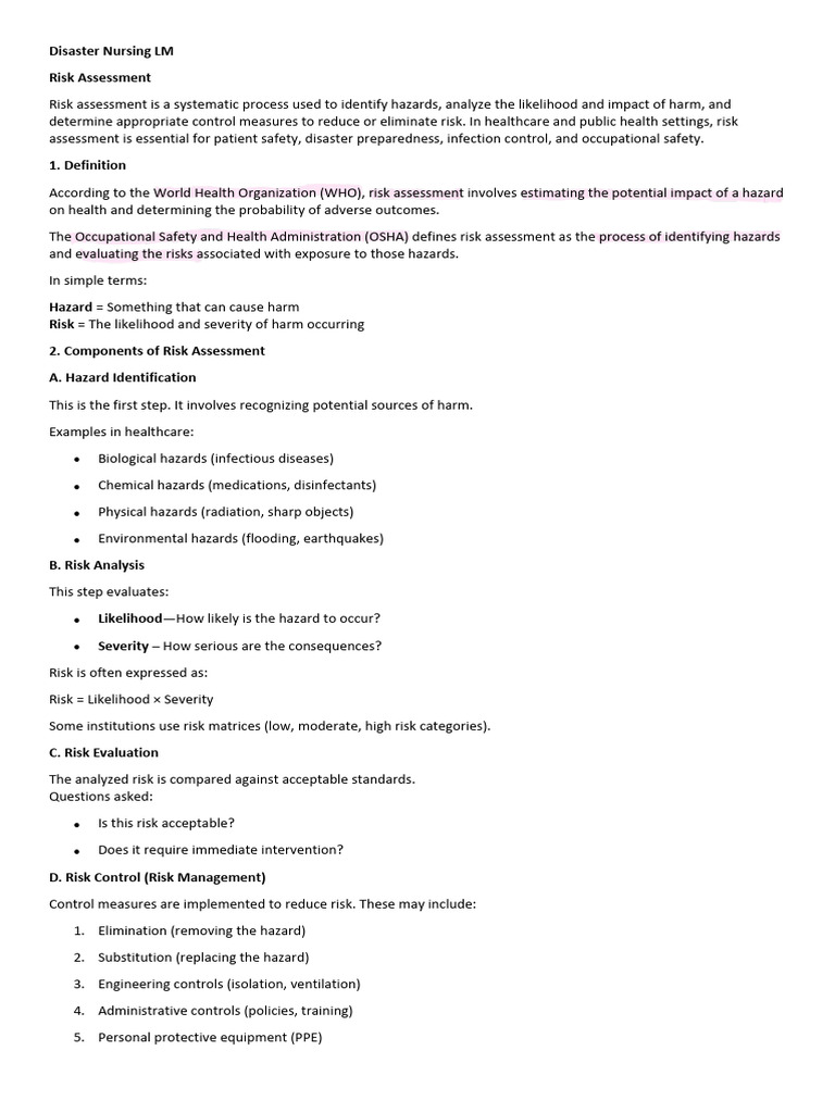 Disaster NSG Risk AssessmentLM Feb24 | PDF | Risk Assessment | Hazards