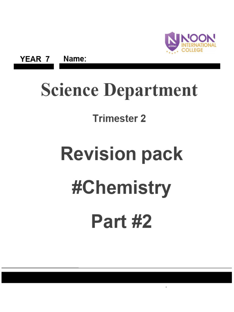 Chemistry Year 7 Revision Pack Part 2 | PDF