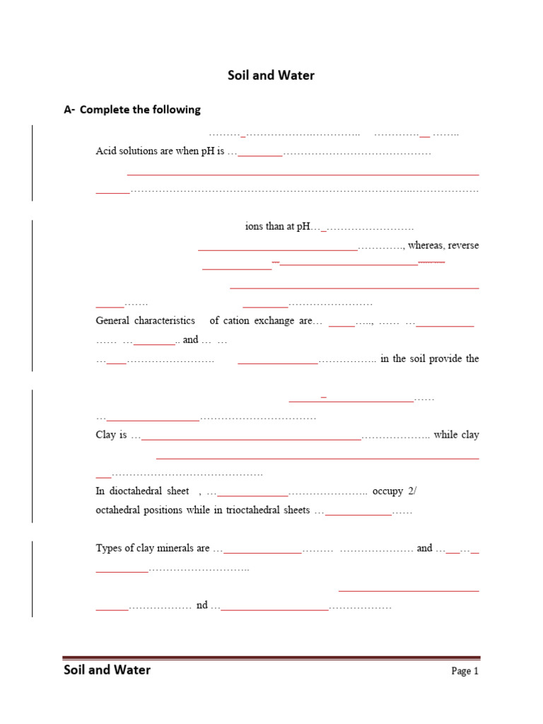 Soil and Water Revision Questions and Answers | PDF
