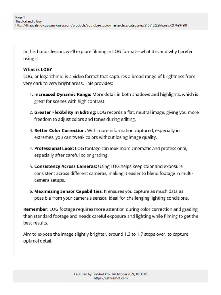 03- Filming in LOG, Why | PDF