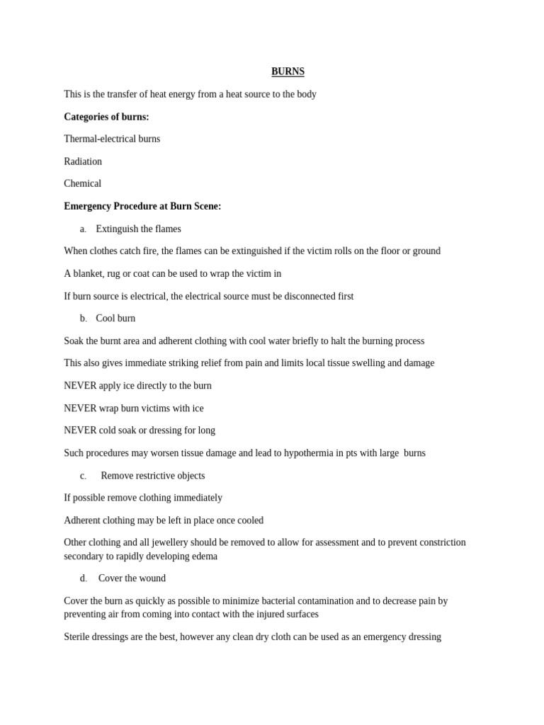 First Aid For Burns | PDF
