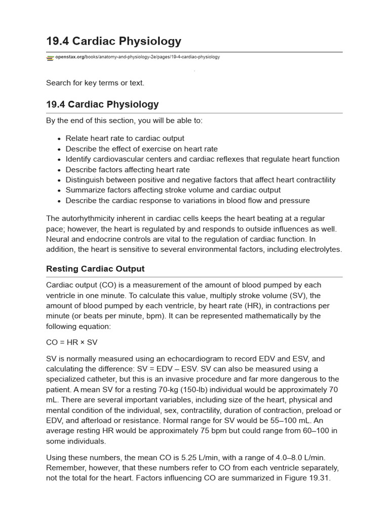 19.4 Cardiac Physiology | PDF | Heart Rate | Heart