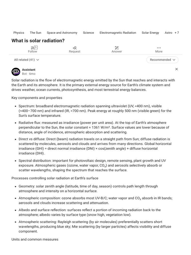 Quora Solar Radiation | PDF | Radiation | Atmosphere Of Earth