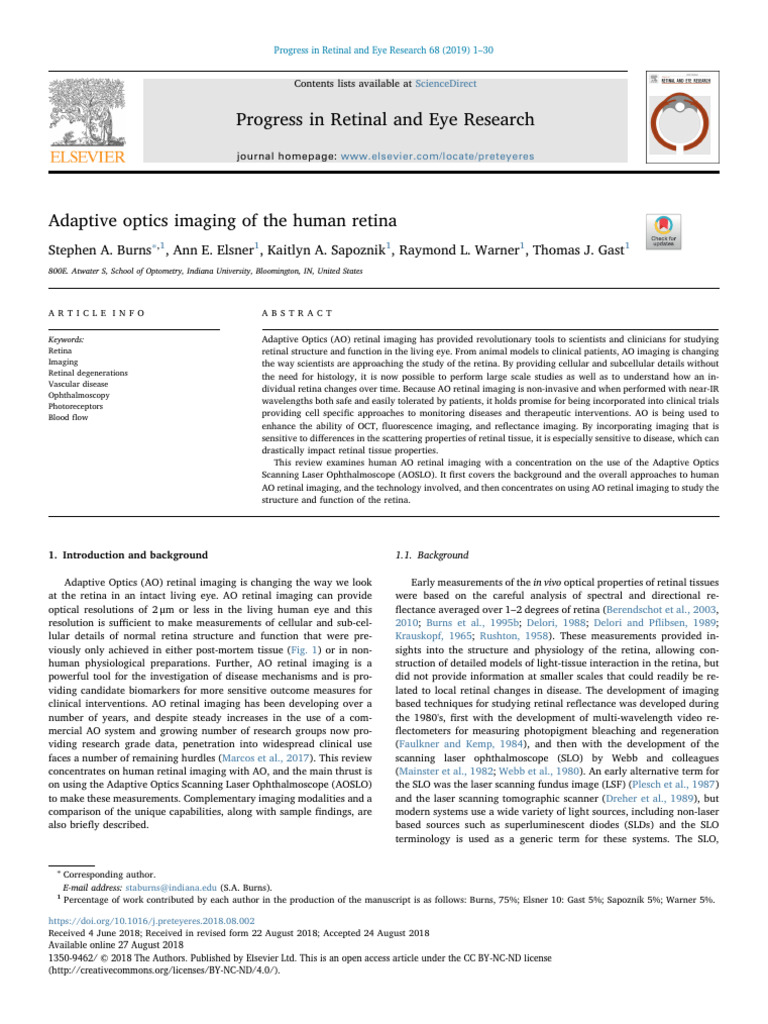 Adaptive Optics Imaging of The Human Retina | PDF | Retina | Angular ...