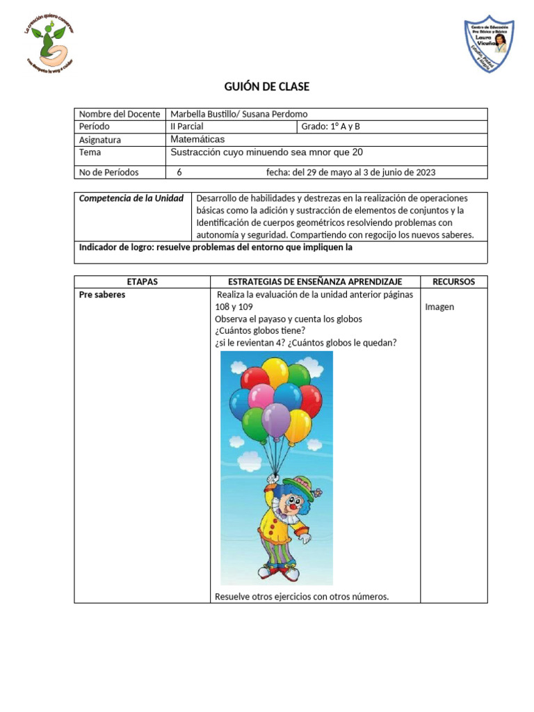Plan de Matemáticas Primer Grado | PDF | Sustracción | Enseñando