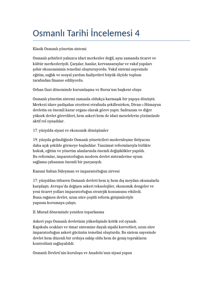 Osmanli Tarihi Metin 4 | PDF