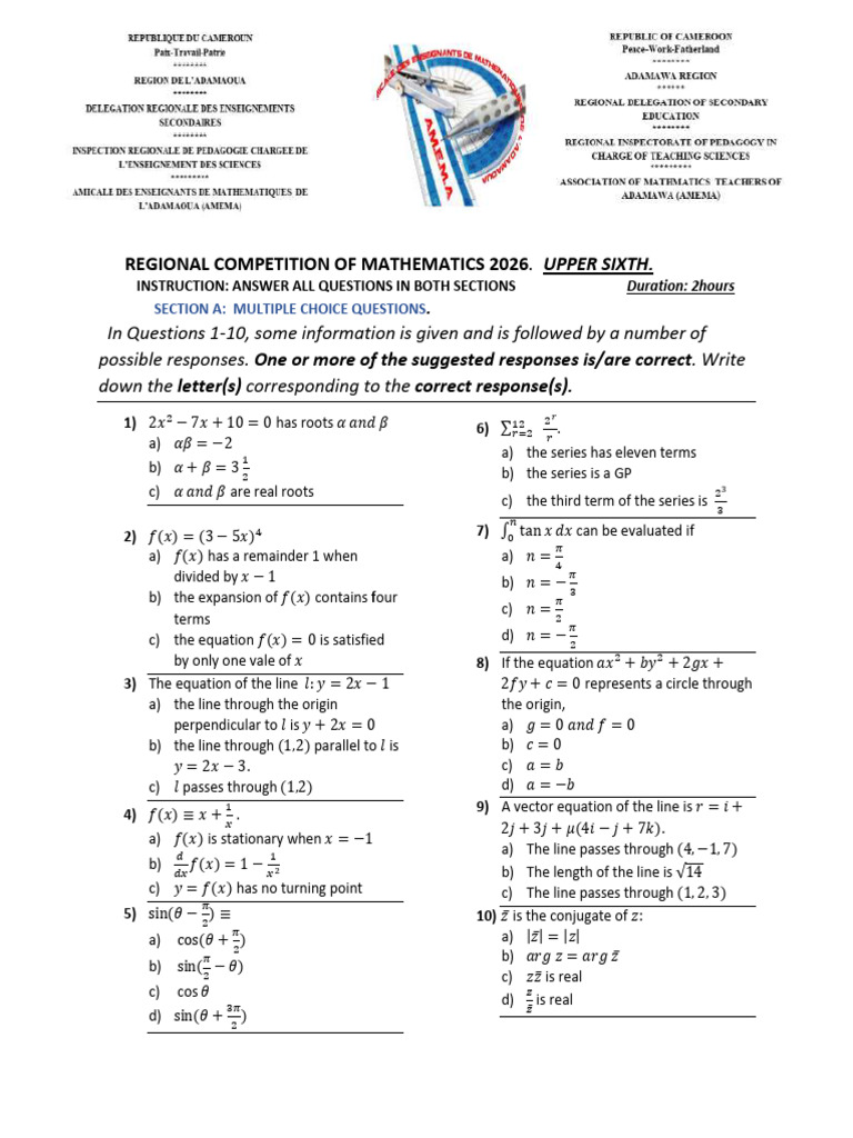 Olympiad 2026 - Maths For Uppersixth | PDF | Pi | Function (Mathematics)